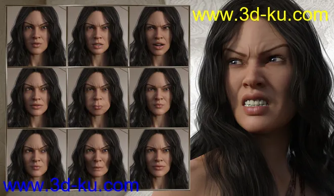 Beautiful Warrior - Expressions for Genesis 8 Female and Gia 8模型的图片4