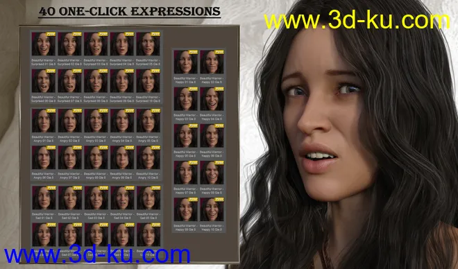 Beautiful Warrior - Expressions for Genesis 8 Female and Gia 8模型的图片6