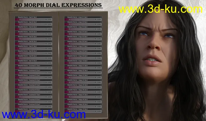Beautiful Warrior - Expressions for Genesis 8 Female and Gia 8模型的图片7
