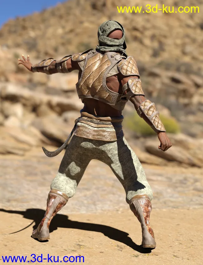 Bedu Desert Warrior Outfit for Genesis 8 Male(s)模型的图片3