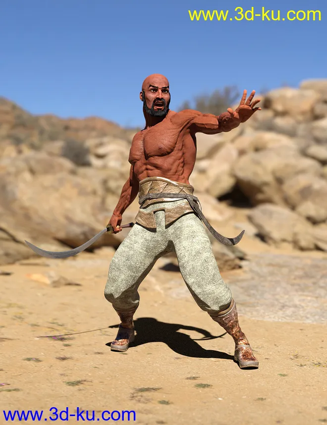 Bedu Desert Warrior Outfit for Genesis 8 Male(s)模型的图片7