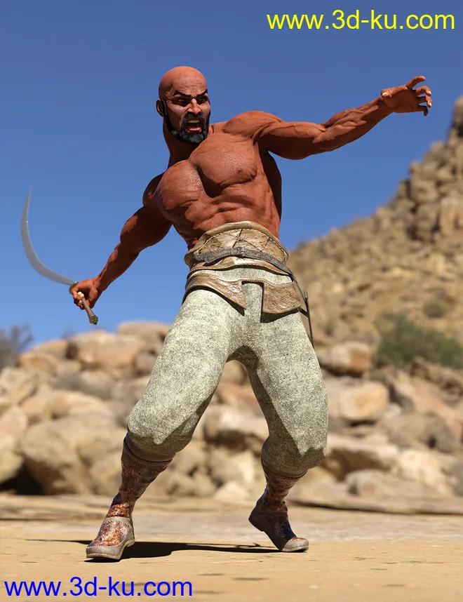 Bedu Desert Warrior Outfit for Genesis 8 Male(s)模型的图片9