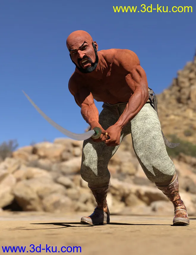 Bedu Desert Warrior Outfit for Genesis 8 Male(s)模型的图片12