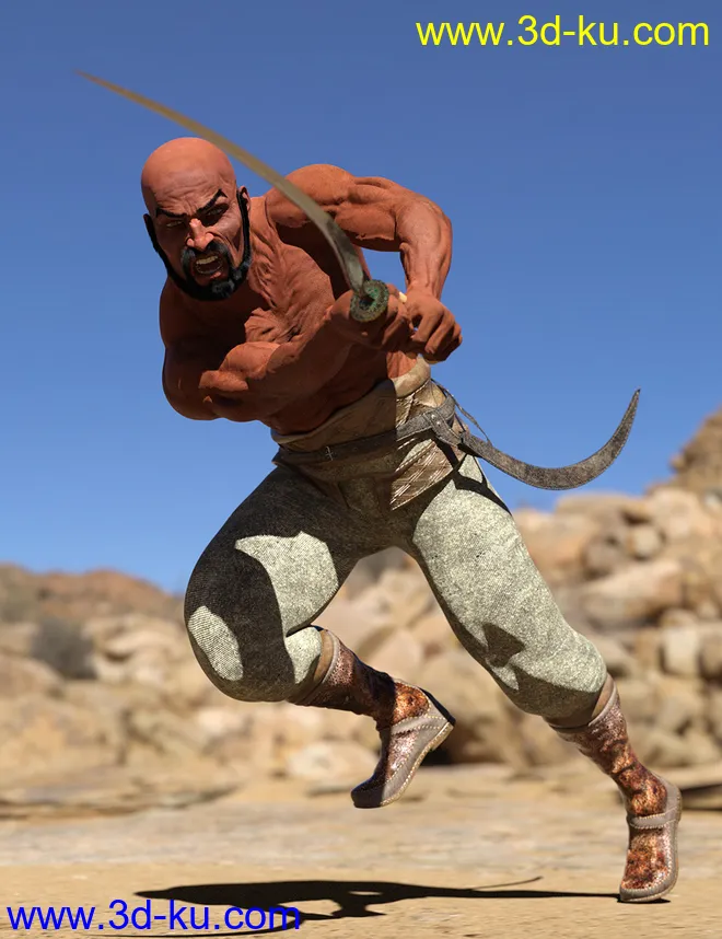 Bedu Desert Warrior Outfit for Genesis 8 Male(s)模型的图片13