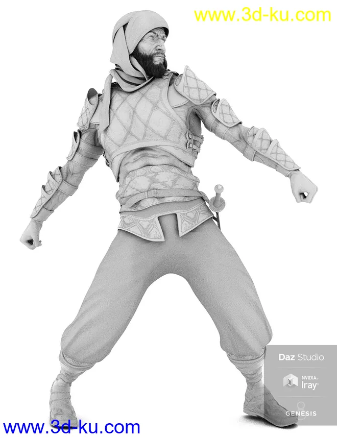 Bedu Desert Warrior Outfit for Genesis 8 Male(s)模型的图片18
