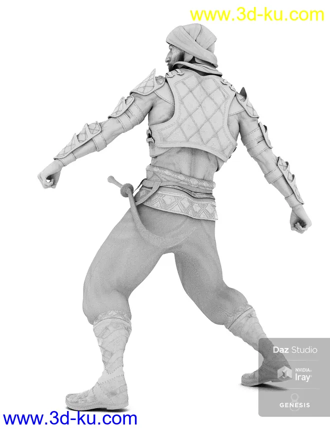 Bedu Desert Warrior Outfit for Genesis 8 Male(s)模型的图片19