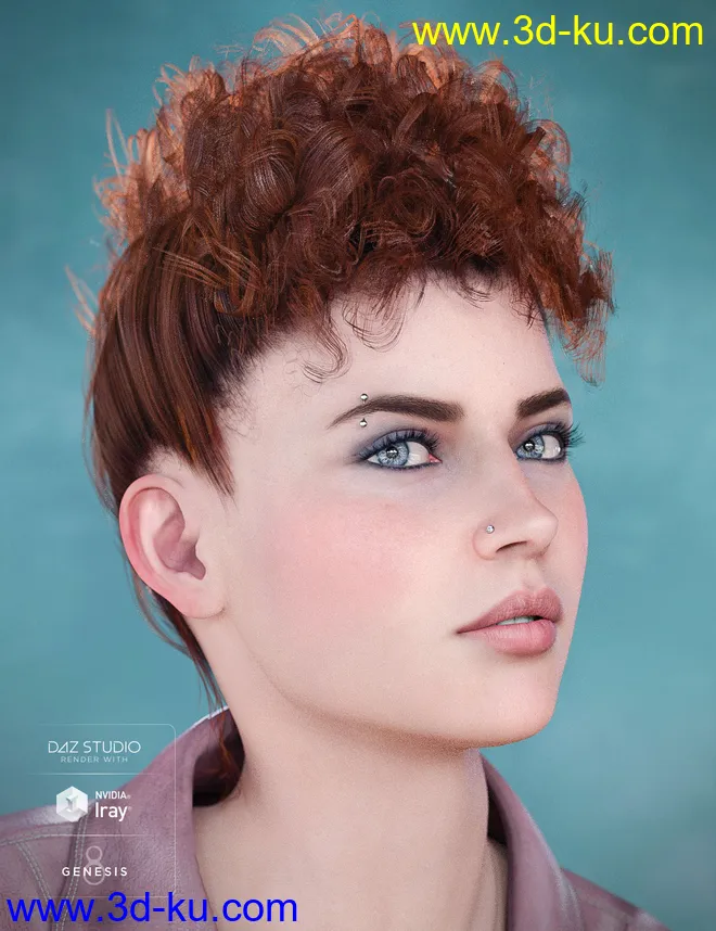 Bernedette Hair for Genesis 8 Female(s)模型的图片1