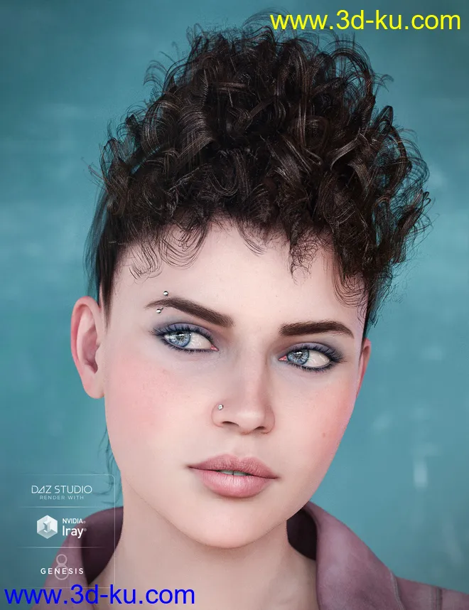 Bernedette Hair for Genesis 8 Female(s)模型的图片2