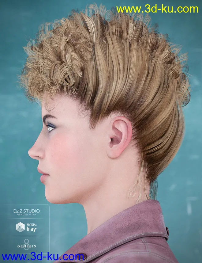 Bernedette Hair for Genesis 8 Female(s)模型的图片3