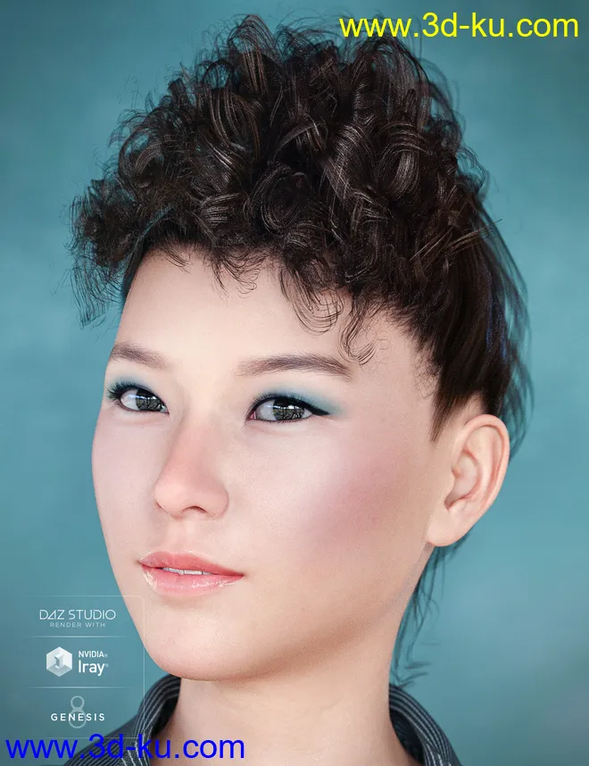 Bernedette Hair for Genesis 8 Female(s)模型的图片5