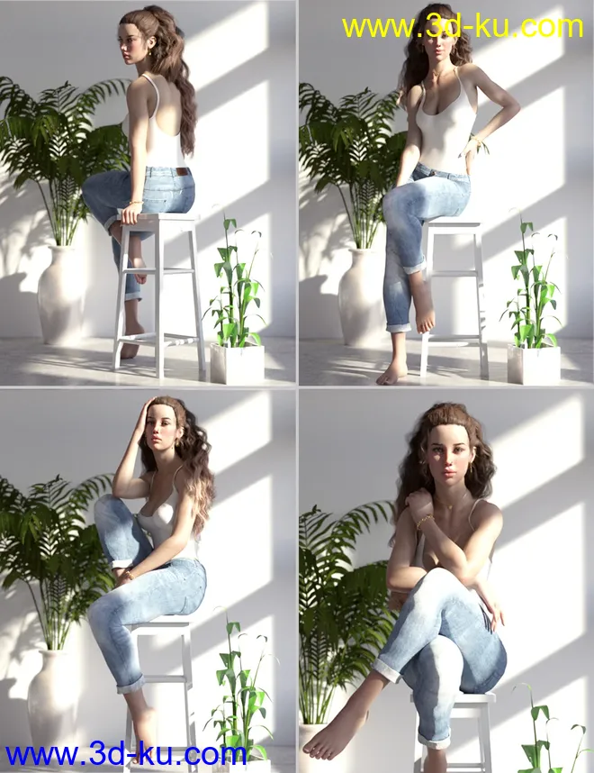 Bianca Morph, Poses and Expressions, and Chair Prop for Genesis 8 Female模型的图片3