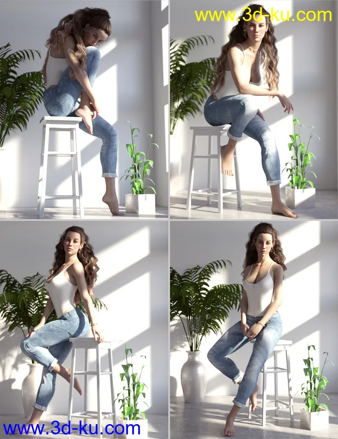 Bianca Morph, Poses and Expressions, and Chair Prop for Genesis 8 Female模型的图片4
