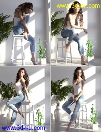 3D打印模型Bianca Morph, Poses and Expressions, and Chair Prop for Genesis 8 Female的图片