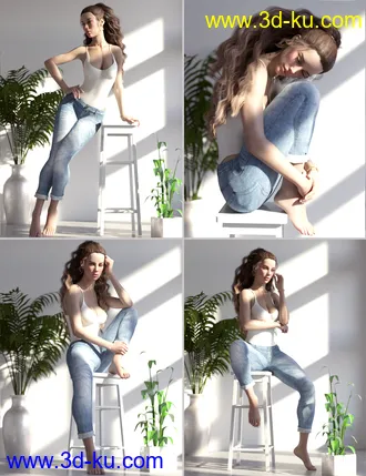 3D打印模型Bianca Morph, Poses and Expressions, and Chair Prop for Genesis 8 Female的图片