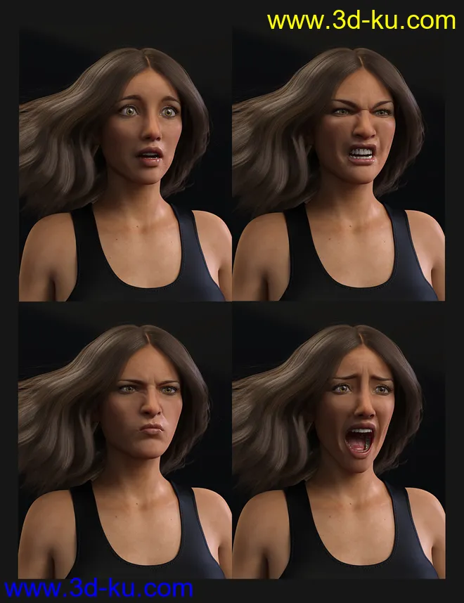 Biometric Expressions - Screams of Terror and Battle! for Genesis 3 Female(s)模型的图片5