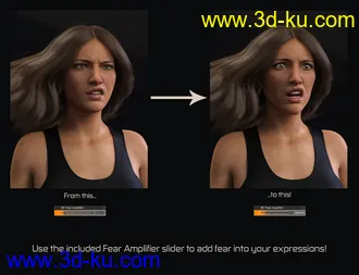 3D打印模型Biometric Expressions - Screams of Terror and Battle! for Genesis 3 Female(s)的图片