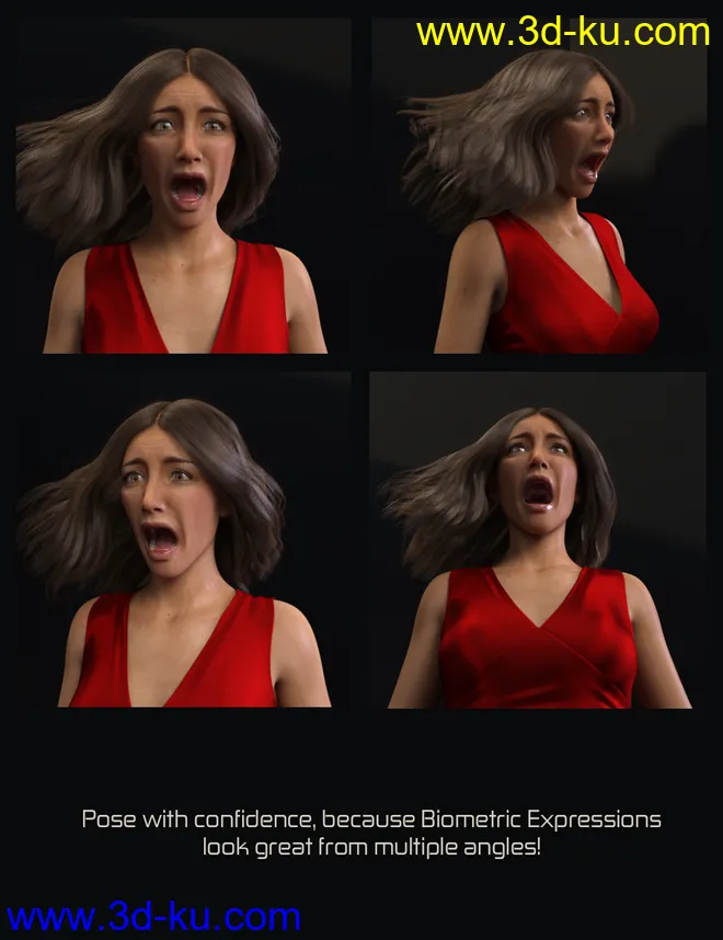 Biometric Expressions - Screams of Terror and Battle! for Genesis 3 Female(s)模型的图片9