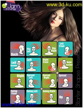 3D打印模型Biscuits Jam Hair with dForce for Genesis 8 Female(s)的图片