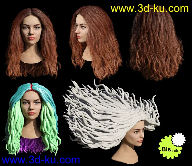 Biscuits Jam Hair with dForce for Genesis 8 Female(s)模型的图片13