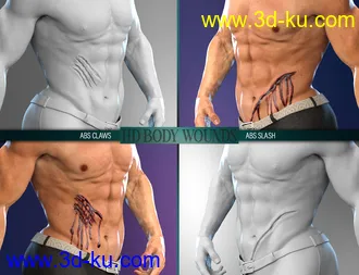 Body Wounds HD Morphs for Genesis 8 Male(s)模型的图片4