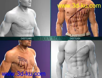3D打印模型Body Wounds HD Morphs for Genesis 8 Male(s)的图片