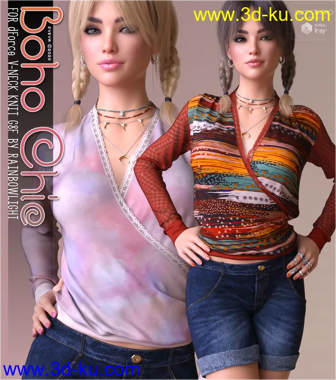 Boho Chic for dForce V-Neck Knit G8F模型的图片1