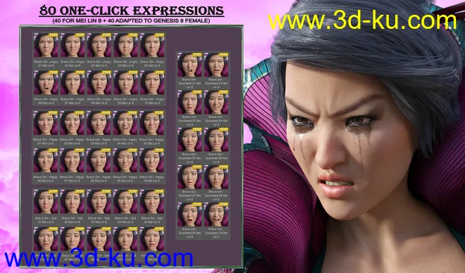 Brave Girl - Expressions for Genesis 8 Female and Mei Lin 8模型的图片6