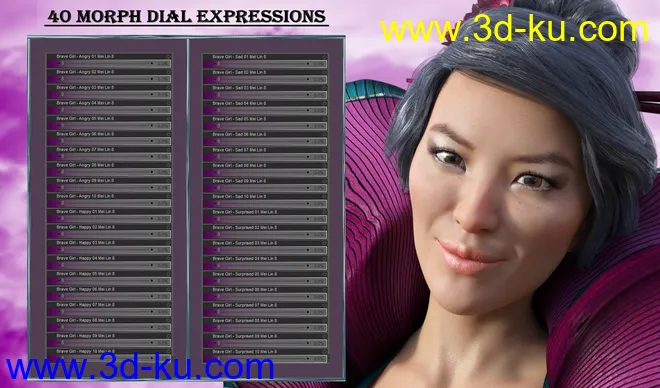 Brave Girl - Expressions for Genesis 8 Female and Mei Lin 8模型的图片7