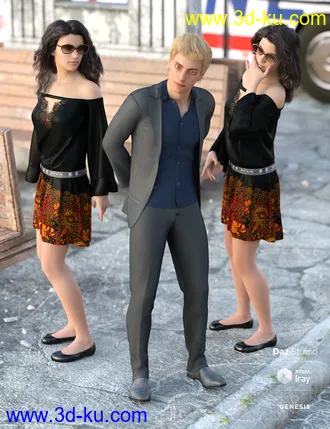 3D打印模型Bus Stop Poses for Genesis 8的图片