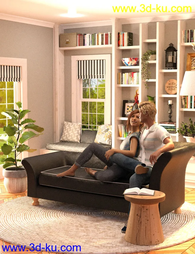Calm Corner with Poses for Genesis 8模型的图片1