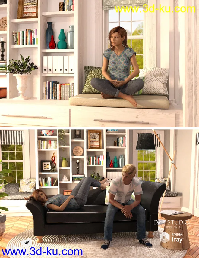 Calm Corner with Poses for Genesis 8模型的图片3