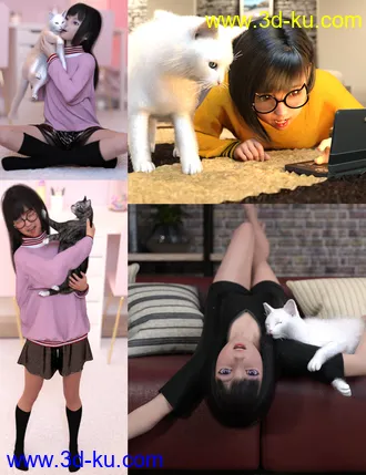 3D打印模型Cat and Girl Poses For Genesis 8 Female的图片