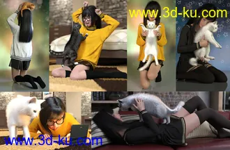 3D打印模型Cat and Girl Poses For Genesis 8 Female的图片