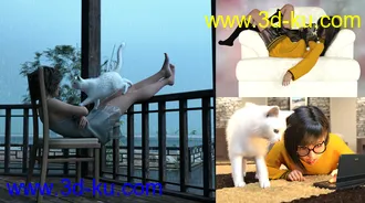 3D打印模型Cat and Girl Poses For Genesis 8 Female的图片