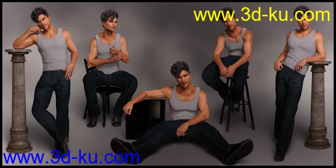 Chill Poses and Expressions for Genesis 8 Male模型的图片2