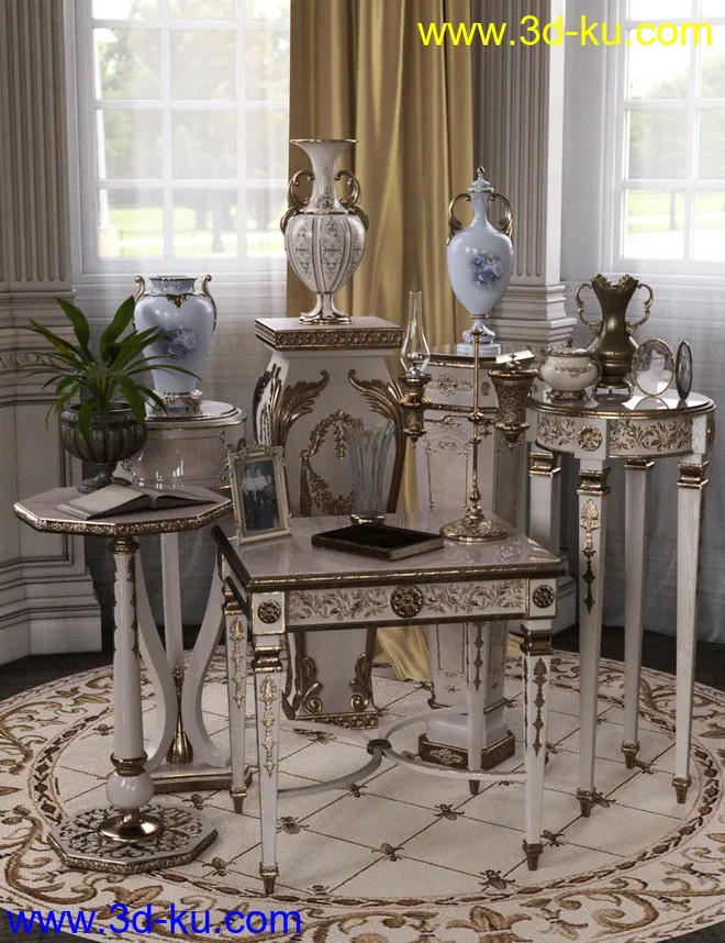 Choices for Vintage Stands and Tables Iray模型的图片1