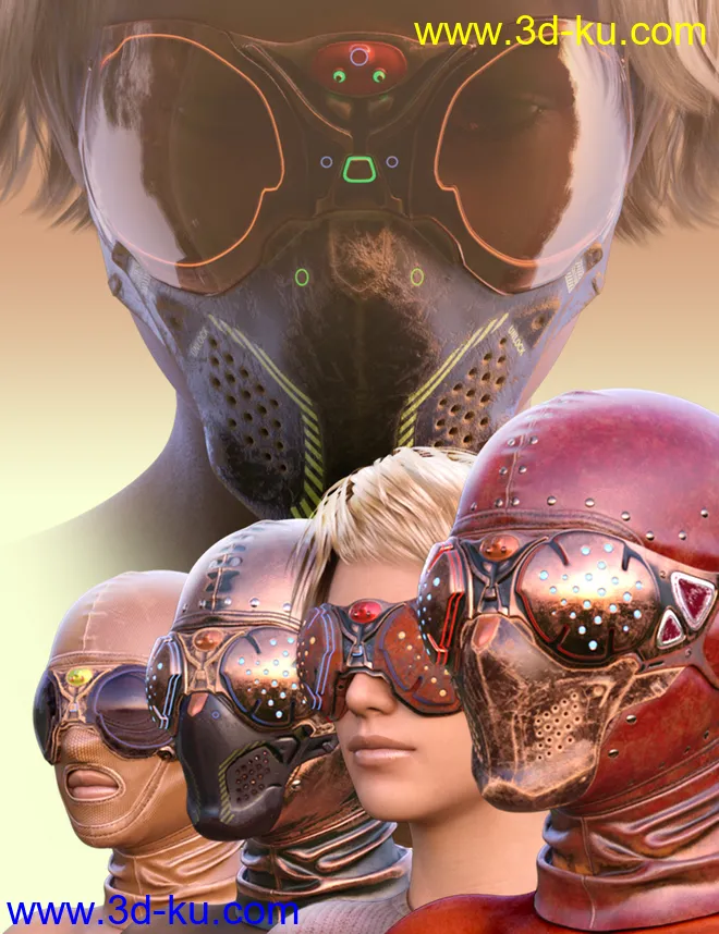 COG SciFi Goggles And Mask Steampunk Texture Pack模型的图片1