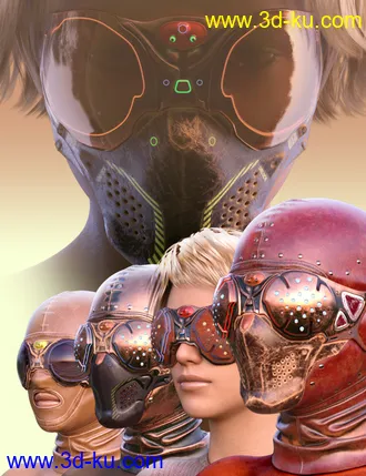 3D打印模型COG SciFi Goggles And Mask Steampunk Texture Pack的图片
