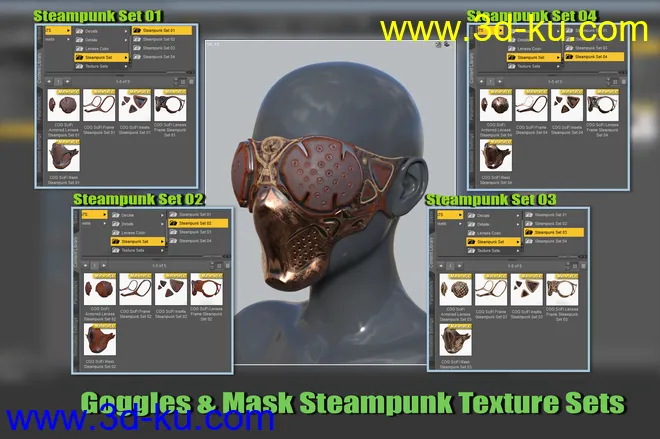COG SciFi Goggles And Mask Steampunk Texture Pack模型的图片10