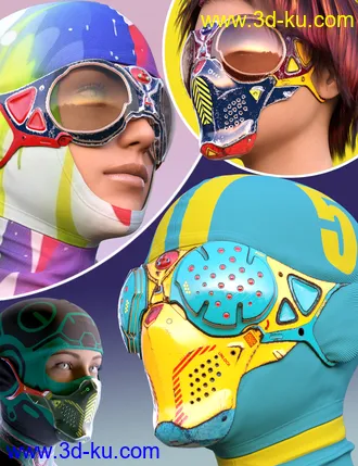 3D打印模型COG SciFi Goggles And Mask With Balaclava for Genesis 8 Female(s)的图片