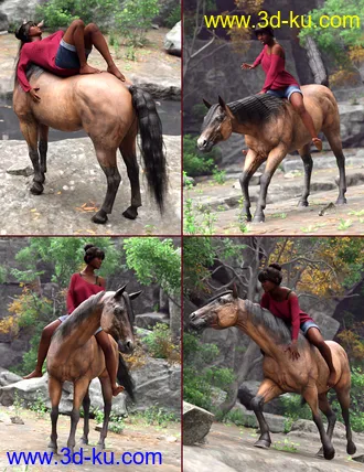 3D打印模型Countryside Horseback Riding Poses for Genesis 8 Female and DAZ Horse 2的图片