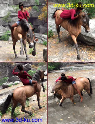 3D打印模型Countryside Horseback Riding Poses for Genesis 8 Female and DAZ Horse 2的图片