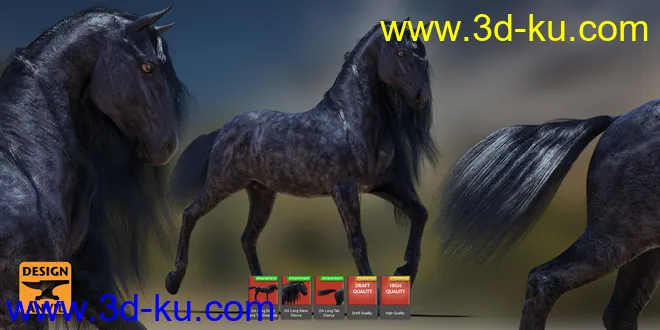 DA dForce Mane and Tail for Horse 2模型的图片2
