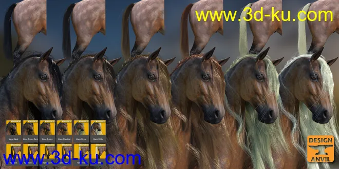DA dForce Mane and Tail for Horse 2模型的图片4