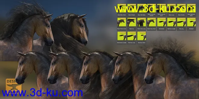 DA dForce Mane and Tail for Horse 2模型的图片6