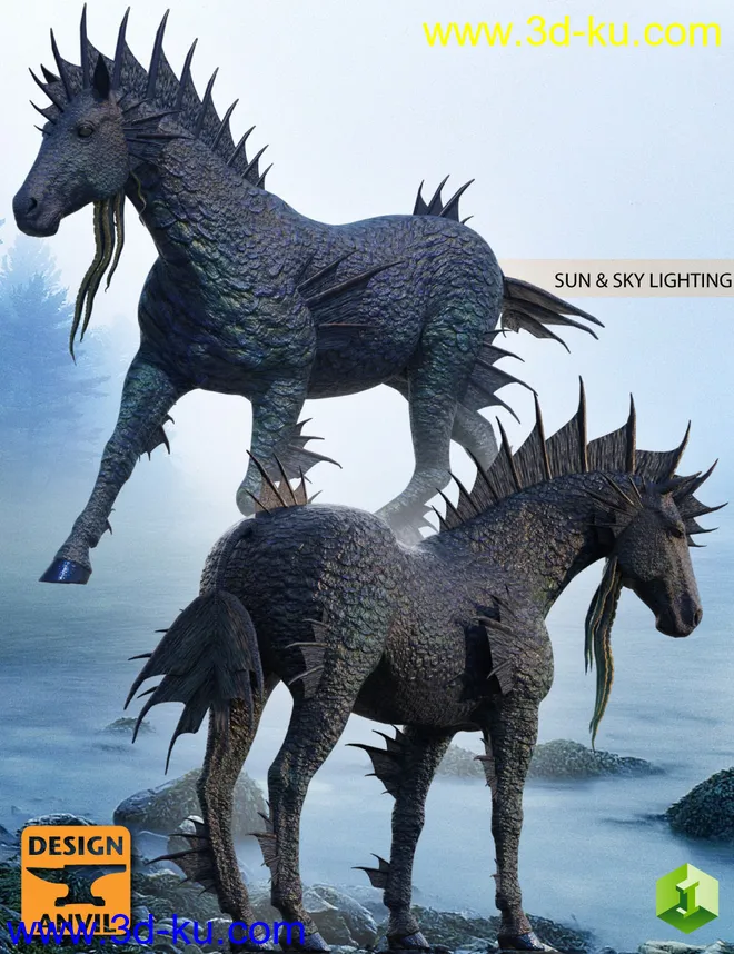 DA Water Horse for Daz Horse 2模型的图片3