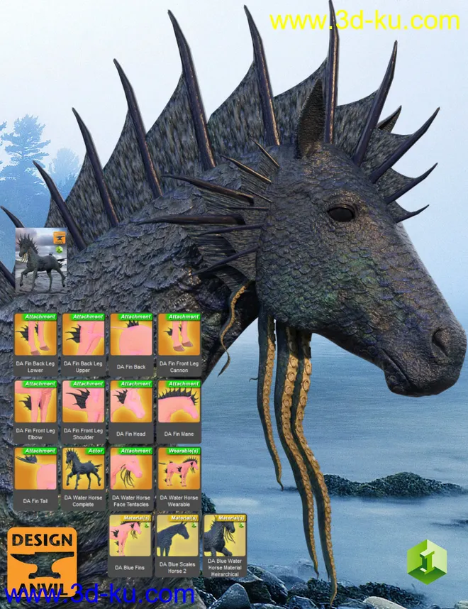 DA Water Horse for Daz Horse 2模型的图片4