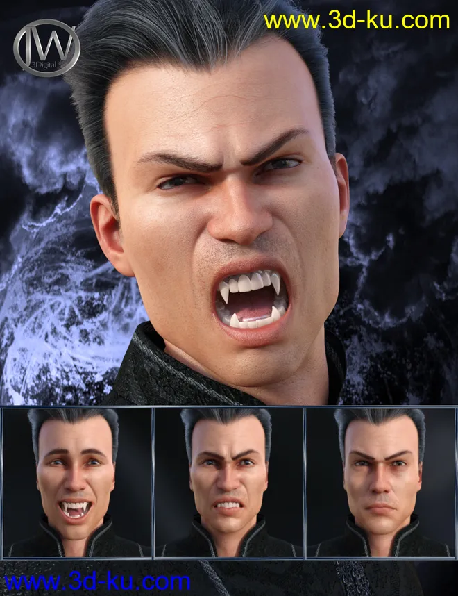 Darkness - Expressions for Genesis 8 Male and Landon 8模型的图片1