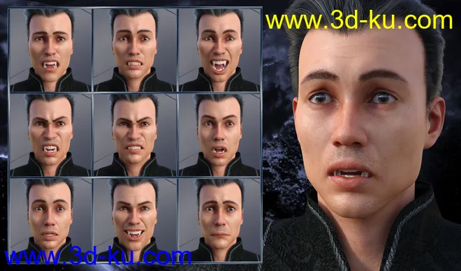 Darkness - Expressions for Genesis 8 Male and Landon 8模型的图片2