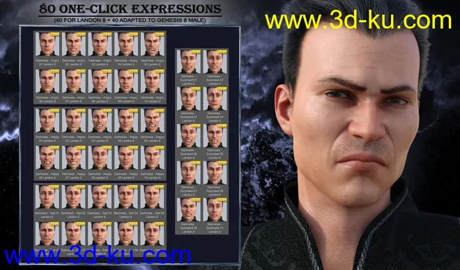 Darkness - Expressions for Genesis 8 Male and Landon 8模型的图片6